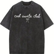 Cool Aunts Club Coquette Bow Aunt for Aunt to Be vintage washed oversized T-shirt in Black