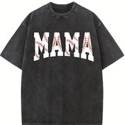Baseball Mama Mothers Day for Baseball Mom Vintage Washed T-Shirt in Black
