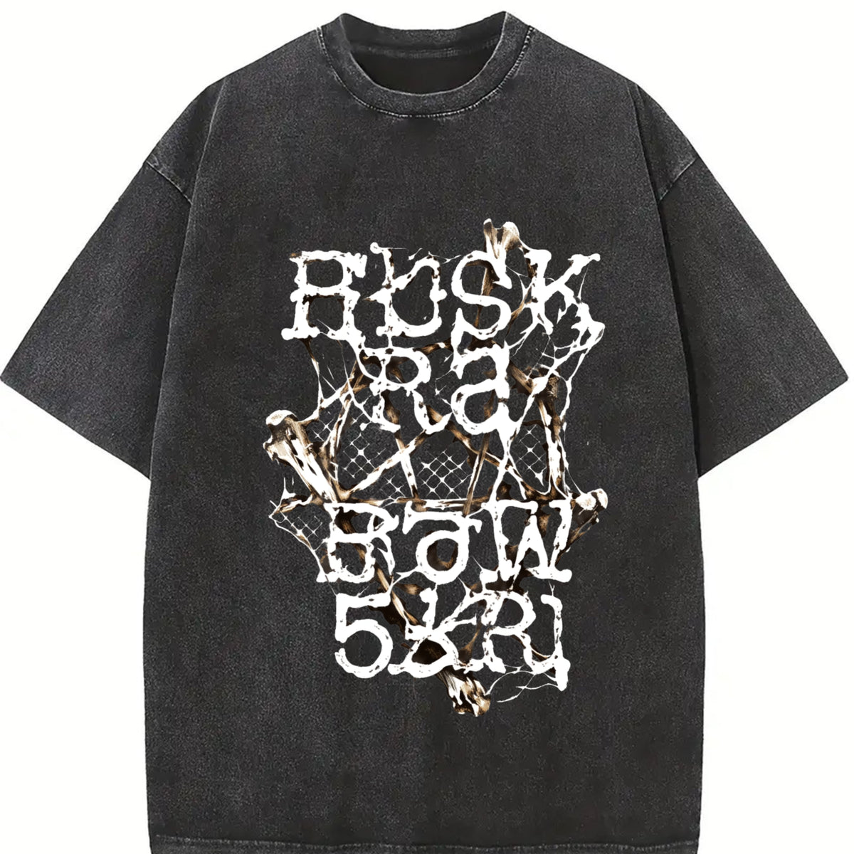 Rush Racing Typography Vintage Washed T-Shirt in Black