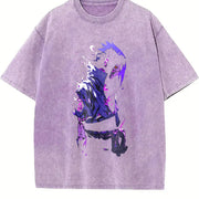Sasuke Anime - Stylish for True Naruto Fans for Vibes vintage washed oversized T-shirt in Purple