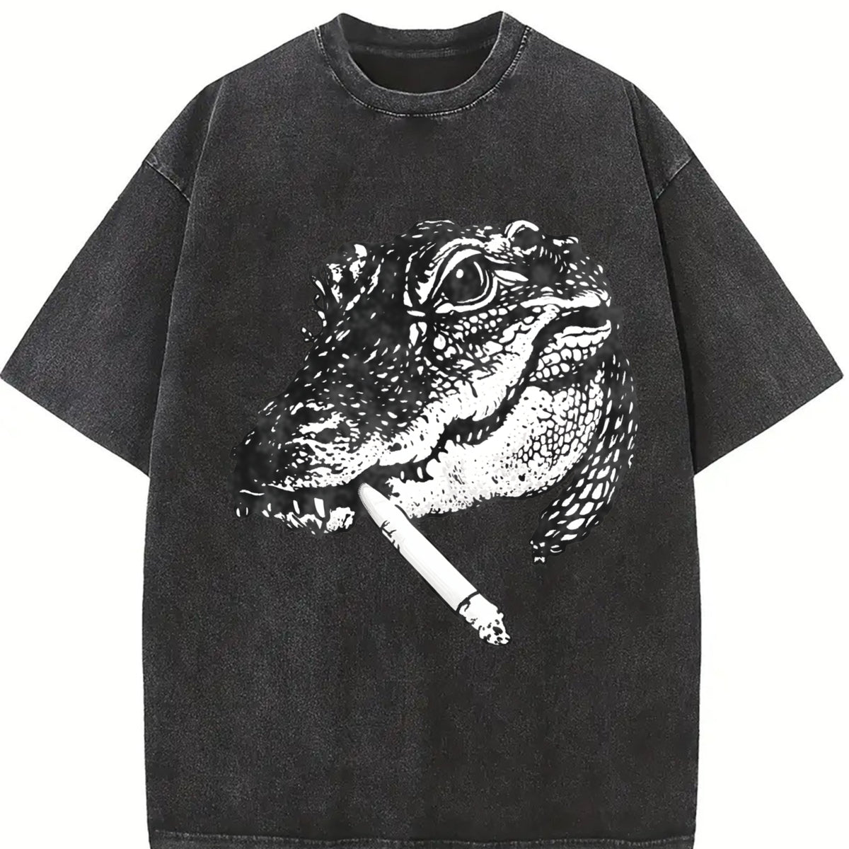 Alligator Smoke 90s Vintage Washed T-Shirt in Black