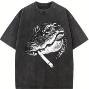 Alligator Smoke 90s Vintage Washed T-Shirt in Black