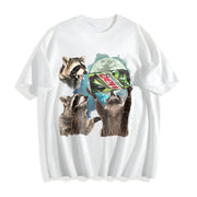 Three Raccoons Mountain Dew Cotton T-Shirt in White