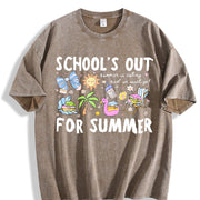 Schools Out Vintage Washed T-Shirt in Brown
