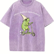 Mama Frog Off to Commit Mom Foolery Frog Scooter for Mom Vintage Washed T-Shirt in Purple