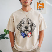 Patriotic Puppy Love Vintage Washed T-Shirt in Beige