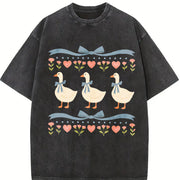 Blue Ribbon Goose Retro Goose Vintage Washed T-Shirt in Black