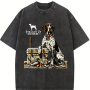 Retro Southern Hunting Vintage Washed T-Shirt in Black
