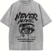 Never Alone Vintage Washed T-Shirt in Gray