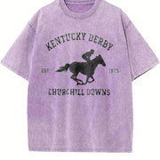 Kentucky Derby Grunge Toddler Vintage Washed T-Shirt in Purple