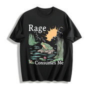 Rage Consumes Me Frog Cotton T-Shirt in Black
