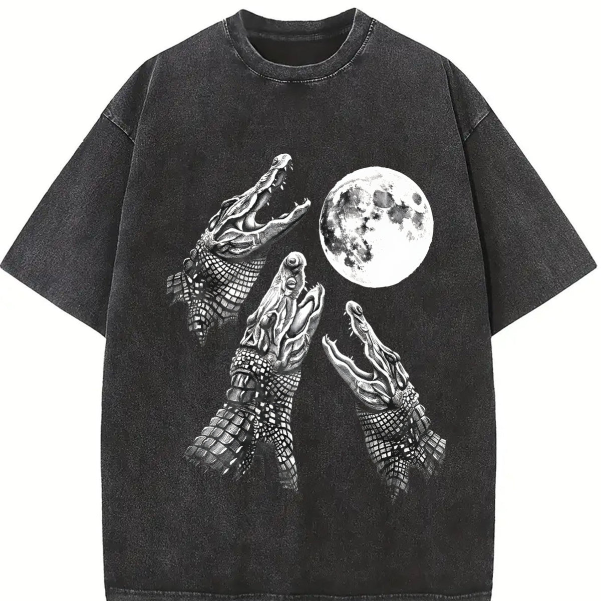 Alligator Moon Pepper Vintage Washed T-Shirt in Black