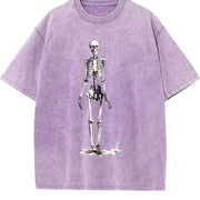 Retro Skeleton 90s Vintage Washed T-Shirt in Purple