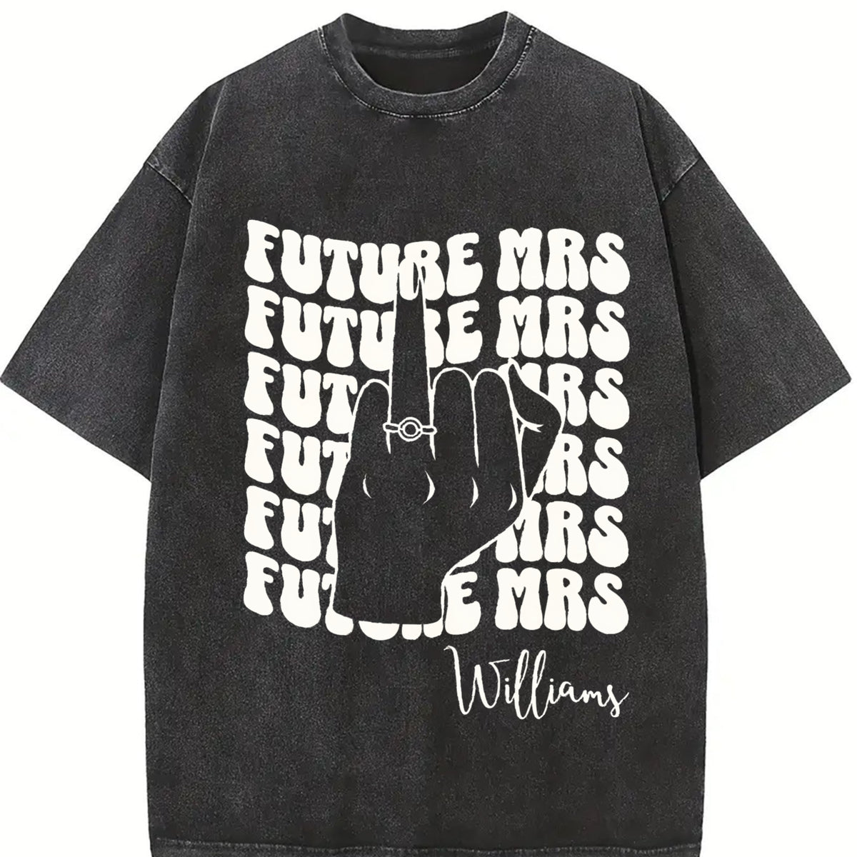 Custome NAME Retro Bachelorette Bride Vintage Washed T-Shirt in Black