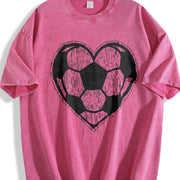 Soccer Heart Vintage Washed T-Shirt in Red