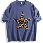 Five-Pointed Star vintage washed oversized T-shirt in Blue