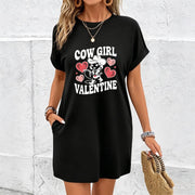 Valentine's Day Dress Cotton T-Shirt in Black