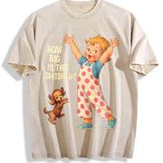 How Big Is This Shitshow Sarcastic Retro Humor Vintage Washed T-Shirt in Beige