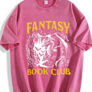 Fantasy Book Club Dragon Reader Vintage Washed T-Shirt in Red