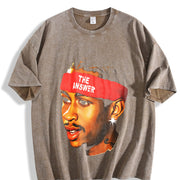 Allen Iverson Retro 90s Styled Ball Fan Basketball Legend vintage washed oversized T-shirt in Brown