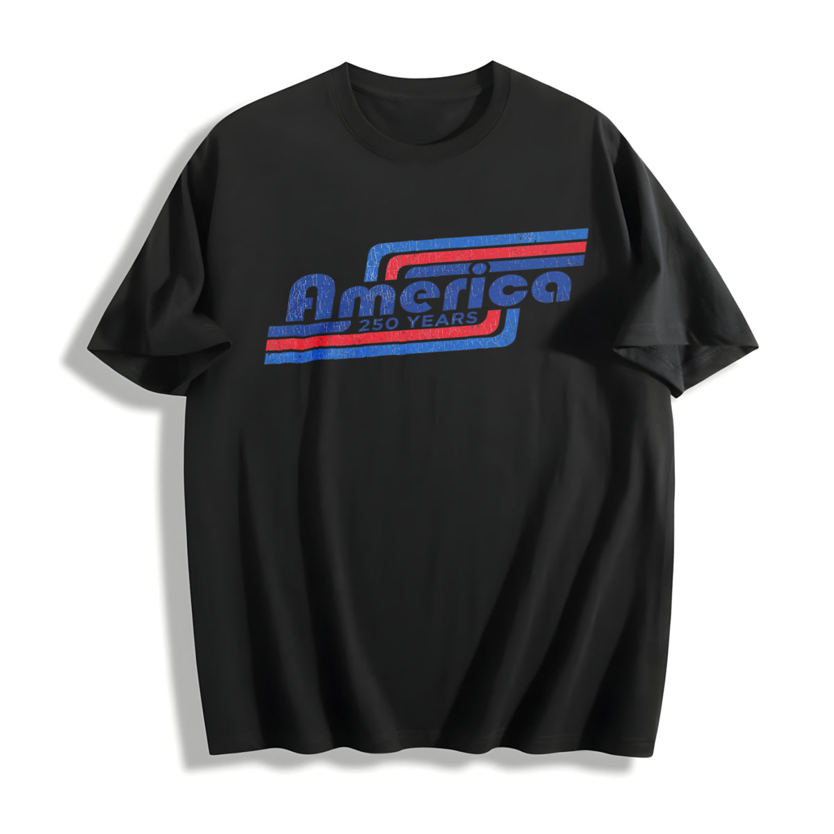 American Flag 250 Years USA Cotton T-Shirt in Black