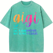 5% Elastane Gigi Alphabet Fit vintage washed oversized T-shirt in Blue