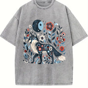Short-sleeve with Fox & Vintage Washed T-Shirt in Gray