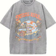 Mystic River Boat Tours Psychedelic Vintage Washed T-Shirt in Gray