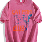 Cat Mom Club Vintage Washed T-Shirt in Red
