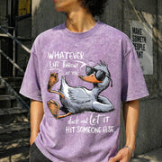 Duck Quote Vintage Washed T-Shirt in Purple