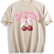 I'm Literally Just a Girl Vintage Washed T-Shirt in Beige