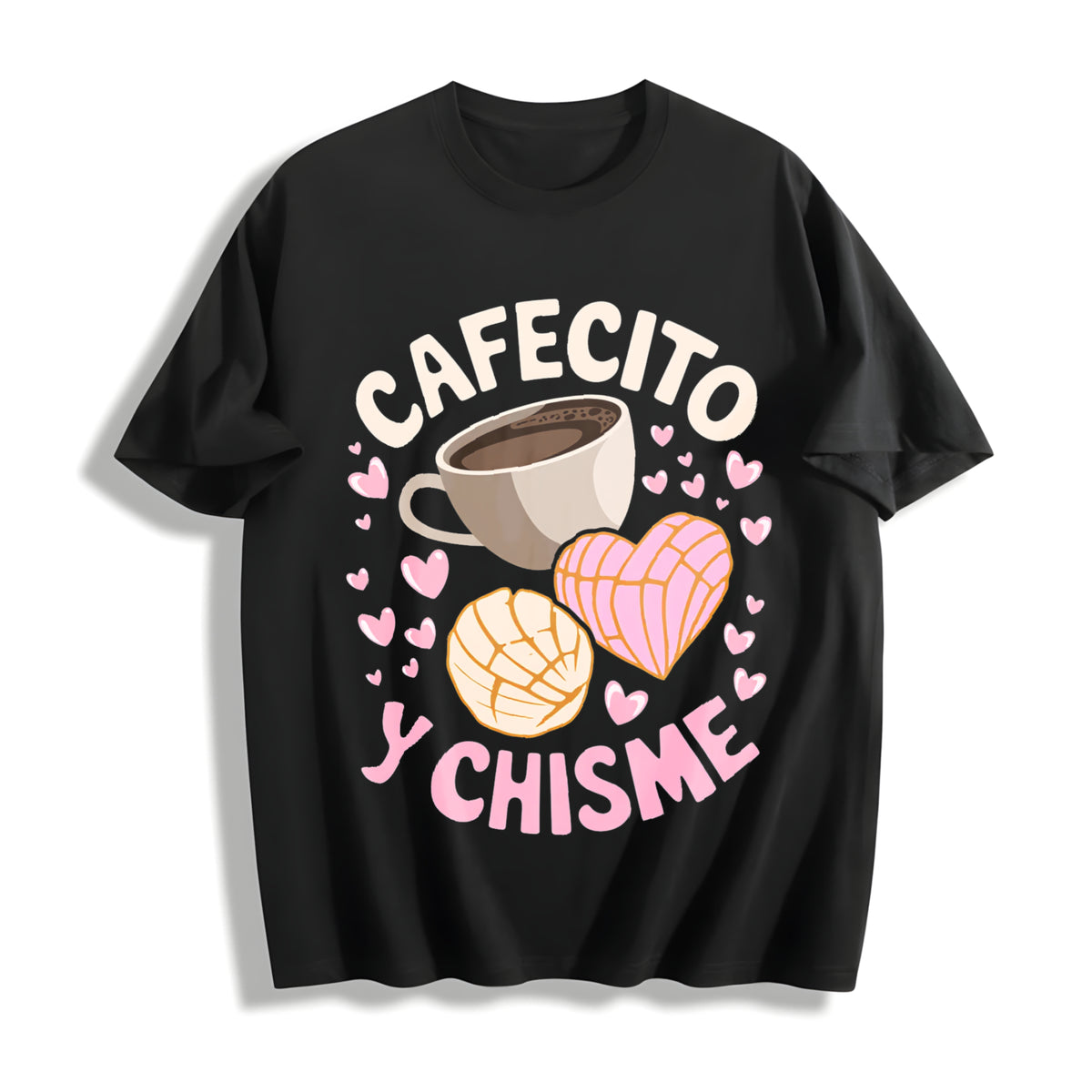 Latina Mexican Baked Concha Pastry Conchas Cotton T-Shirt in Black