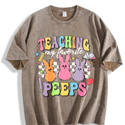 Teaching My Favorite Peeps Vintage Washed T-Shirt in Brown