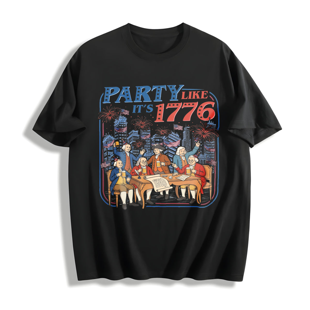 Party Like It’s 1776 Cotton T-Shirt in Black