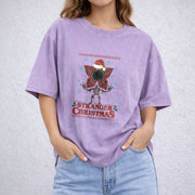 Stranger Christmas vintage washed oversized T-shirt in Purple