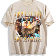 Sad Is Temporary Swag Is Forever 90s Vintage Washed T-Shirt in Beige