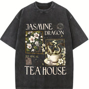 Jasmine Dragon Tea Shop Uncle Iroh Anime Lover's vintage washed oversized T-shirt in Black