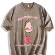 Hold On Partner I'm Growing A Little Buckaroo Cowboy Baby vintage washed oversized T-shirt in Brown