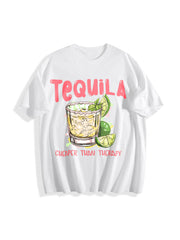 Tequila Drinking for Tequila Lover Cheaper Than Therapy Cotton T-Shirt in White