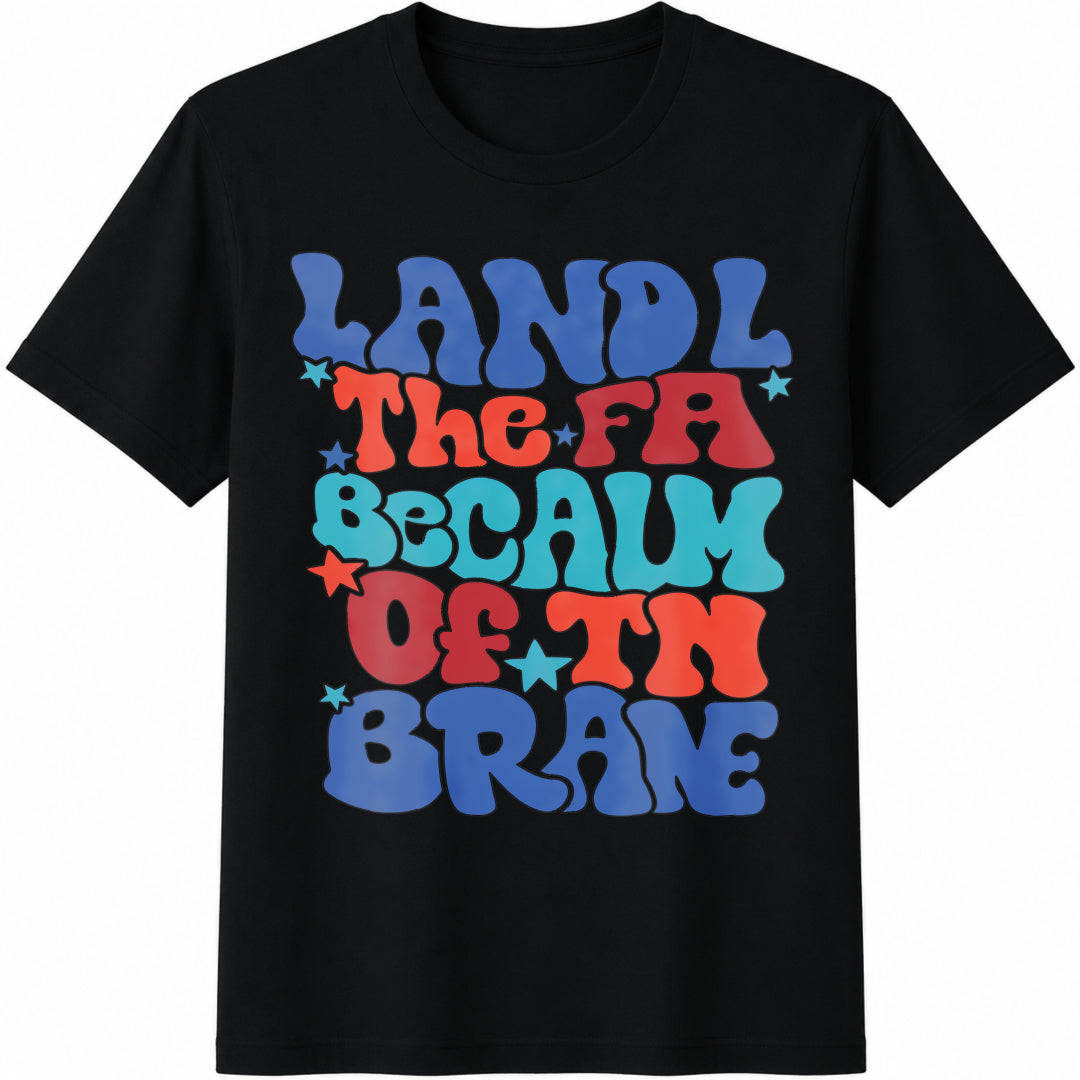 Land of the Free Because of the Brave Cotton T-Shirt in Black