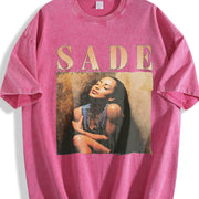 Sade Portrait Vintage Washed T-Shirt in Red