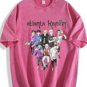 Atlanta Kaisen Jujutsu Kaisen Anime Vintage Washed T-Shirt in Red