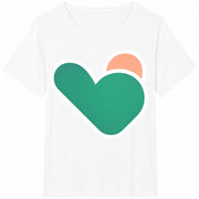Green and Orange Heart Cotton T-Shirt in White