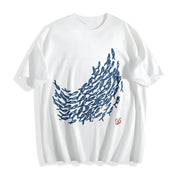 Fish Ladies for All Seasons Cotton T-Shirt in White