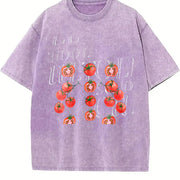Tomato 90s Retro ® Y2k Tomato Cute Vintage Washed T-Shirt in Purple