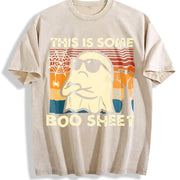 This Is Some Boo Sheet Ghost vintage washed oversized T-shirt in Beige