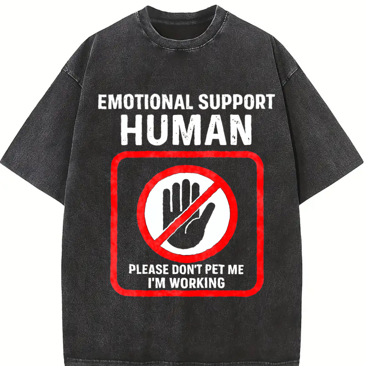 Human Slogan Sleeveless Tank Vintage Washed T-Shirt in Black