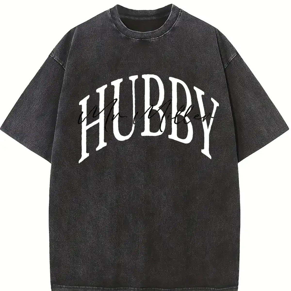 Personalized Hubby Vintage Washed T-Shirt in Black