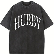 Personalized Hubby Vintage Washed T-Shirt in Black