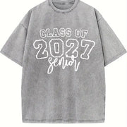 Class of 2027 Senior Vintage Washed T-Shirt in Gray